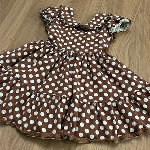 Girl August Polka Dot brown and white boutique dress size 3